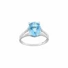 Bague En Or Blanc, Oxydes De Zirconium Et Topaze Bleue -Swarovski Boutique 09FK49GTZ