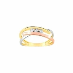 Bague Trilogie De Diamants En Or Blanc, Or Jaune Et Or Rose
