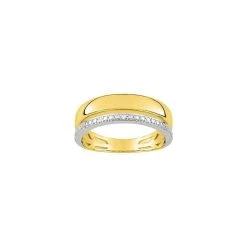Bague En Or Jaune, Rhodium Et Diamant