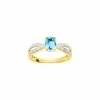 Bague En Or Jaune, Topaze Bleue Et Oxyde De Zirconium -Swarovski Boutique 1.4117.U3