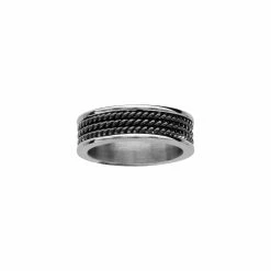 Bague En Acier Fils Torsades Pvd Noir