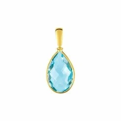 Pendentif En Or Jaune Et Topaze Bleue