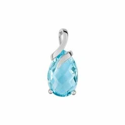 Pendentif En Or Blanc Et Topaze Bleue