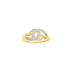 Bague En Or Jaune, Rhodium Et Oxydes De Zirconium