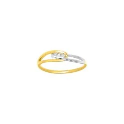 Bague En Or Jaune Rhodié Et Diamant, 0.03ct