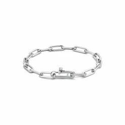 Bracelet Ti Sento En Argent Rhodié, Maille Forçat