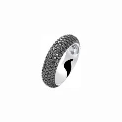 Bague En Argent, Rhodium Noir Et Oxydes De Zirconium