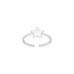 Bague Ajustable étoile En Argent Rhodié