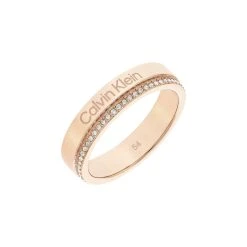 Bague Calvin Klein Timeless En Métal Doré Rose Et Cristaux, Taille 56