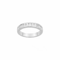Bague En Or Blanc Et Diamants Baguettes Alternées