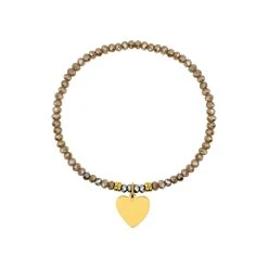 Bracelet Cœur En Acier Doré Et Cristaux Roses