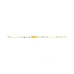 Bracelet En Acier Doré Et Cristaux Bleus