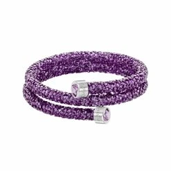 Bracelet Jonc Swarovski Crystaldust Double En Cristaux Swarovski Et Métal, Taille M
