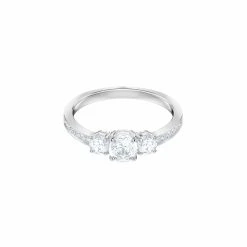 Bague Swarovski Attract Square En Cristaux Swarovski Et Métal Rhodié, Taille 58