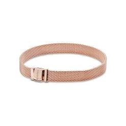 Bracelet Pandora Reflexions Maille Tissée En Métal Doré Rose, 18 Cm