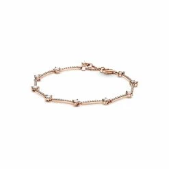 Bracelet Pandora Timeless Barres Pavé Scintillant En Métal Doré Rose Et Oxyde De Zirconium, 16 Cm