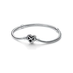 Bracelet Pandora Moments Maille Serpent Fermoir Cœur Infini Scintillant En Argent
