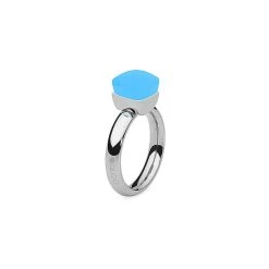 Bague QUDO Firenze En Acier Et Pierre De Couleur Angel Blue, Taille 54