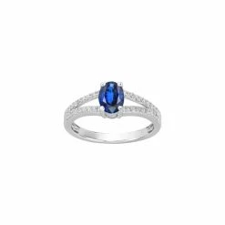 Bague En Argent, Spinelle Bleue Et Oxydes De Zirconium