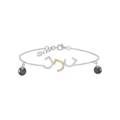 Bracelet Jourdan Bijoux Héritage Tiga En Argent, Oxydes De Zirconium Et Hématites