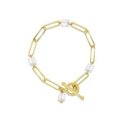 Bracelet Spark Cubo En Argent Plaqué Or Jaune Et Cristaux