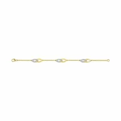Bracelet En Plaqué Or, Plaqué Or Jaune Et Oxyde De Zirconium, 18cm