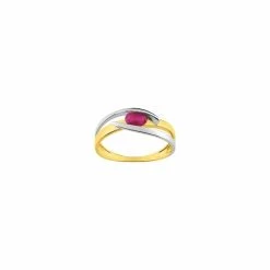 Bague En Or Blanc, Or Jaune Et Rubis