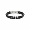 Bracelet FOSSIL Mens Vintage Casual En Cuir, Acier Et Agates Noires -Swarovski Boutique JF02763040