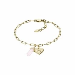 Bracelet FOSSIL Vintage Motifs En Métal Doré Et Cristaux