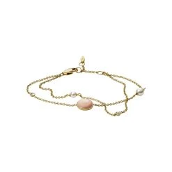 Bracelet Fossil Pink Mop En Métal Doré, Nacre Et Verre