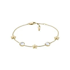 Bracelet Fossil Vintage Vacation En Métal Doré, Nacre Et Verre