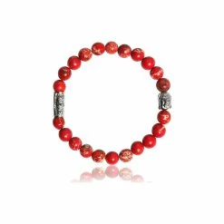 Bracelet Lauren Steven Design En Jaspe De Mer Rouge, Taille M