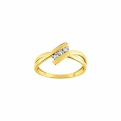 Bague Trilogie De Diamants De 0.03ct En Or Jaune Et Or Blanc