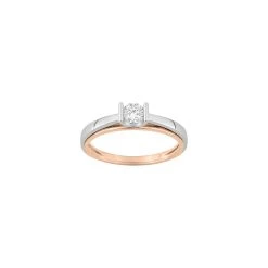 Bague En Or Rose Et Or Blanc Et Diamant, 0.25ct