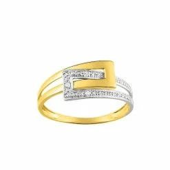 Bague En Or Blanc, Or Jaune Et Diamants De 0.015ct