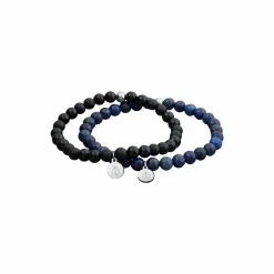 Bracelet Tom Hope Laguna Blue & Black En Acier Et Pierres Bleues Et Noires